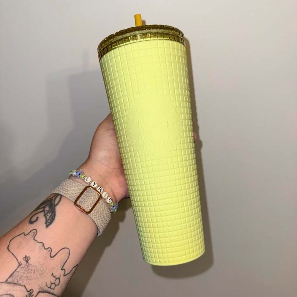Starbucks Yellow Grid Cold Cup Tumbler